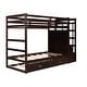preview thumbnail 22 of 71, Space-Saving Bunk Bed with Twin Trundle and Stairs, Wood Bunk Beds with Storage Drawers and Guardrail for Kids Teens Adults