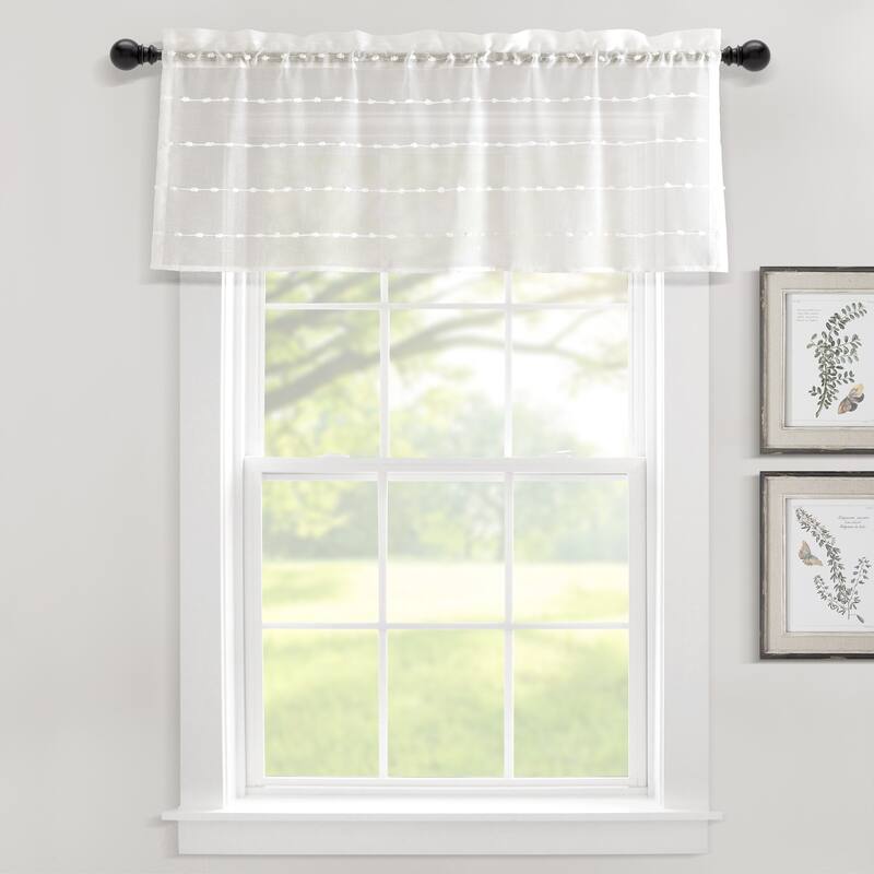 Lush Decor Farmhouse Textured Sheer Valance Single.. - 18" x 52"   - White