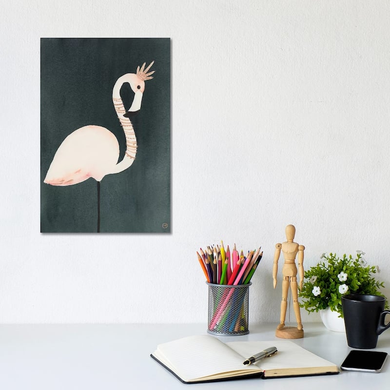 iCanvas "Flamingo And Crown" by CreatingTaryn Canvas Print - 12x8x0.75