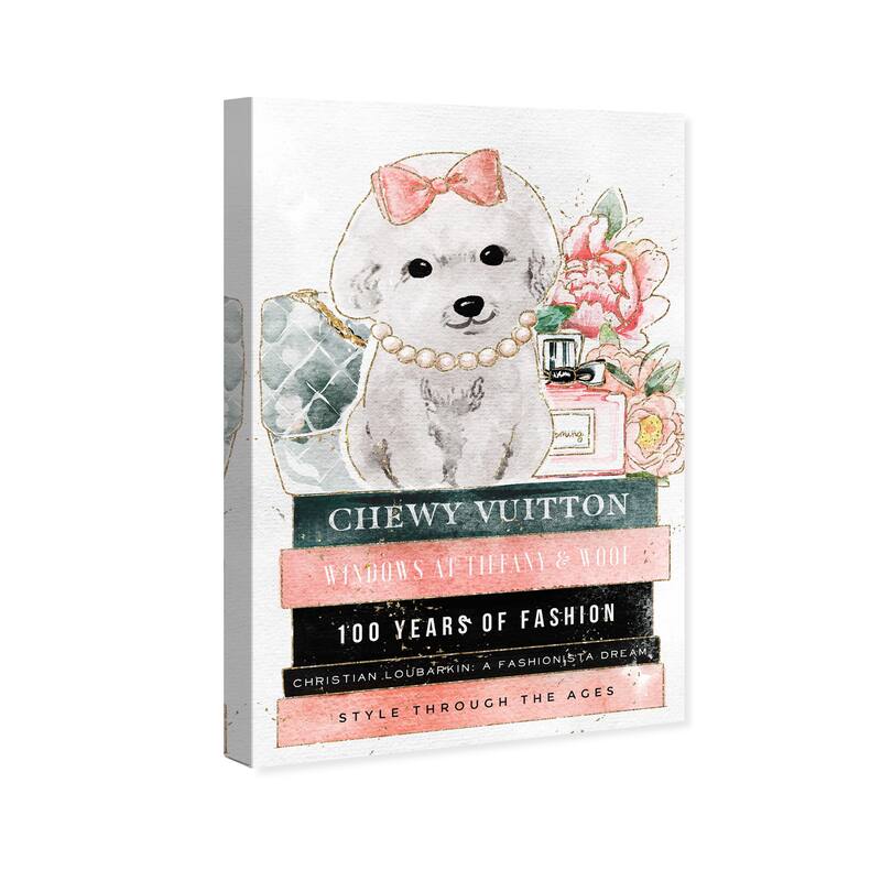 Wynwood Studio Canvas Animals Maltese on Fashion Books Orange and Salmon Glam Wall Art Canvas Print