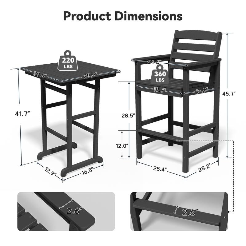 Plastic Tall adirondack Chair Set Of 5-Piece Patio Conversation Set