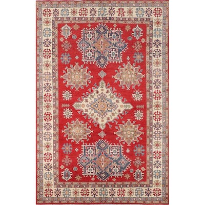 Red Kazak Oriental Area Rug Handmade Traditional Bedroom Wool Carpet - 6'6" x 9'9"