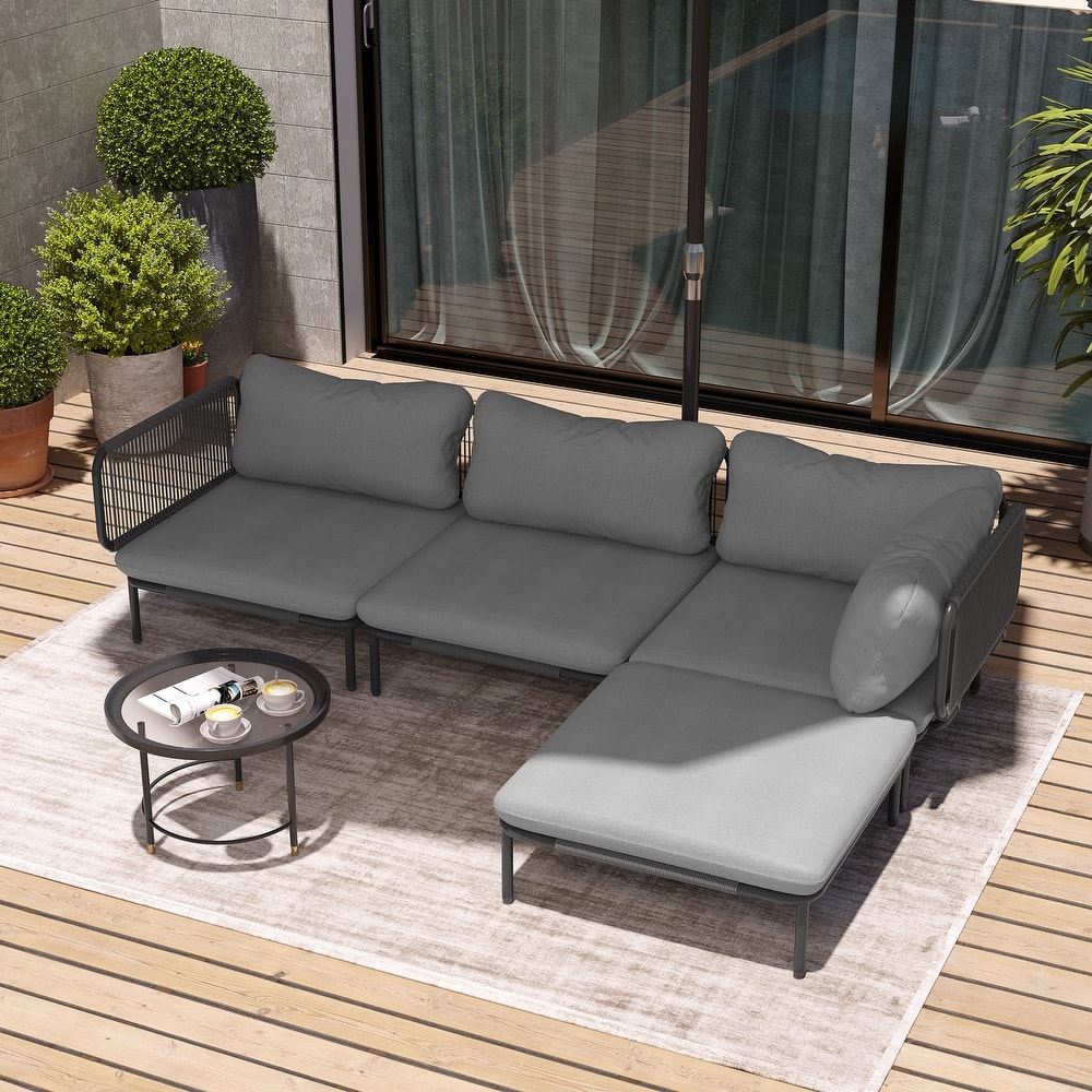 Pellebant Outdoor Sectional Sofa Patio Conversation Seating Set