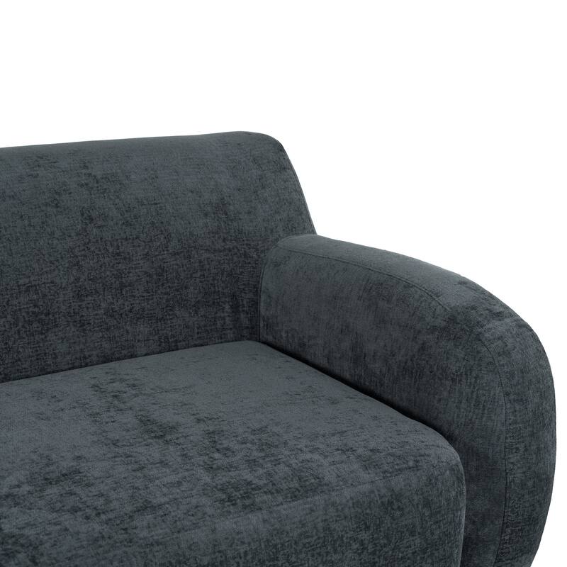 81.5" Polyester Curved 3-Seater Sofa with Ergonomic Armrests, High-Density Foam, and No Assembly Required