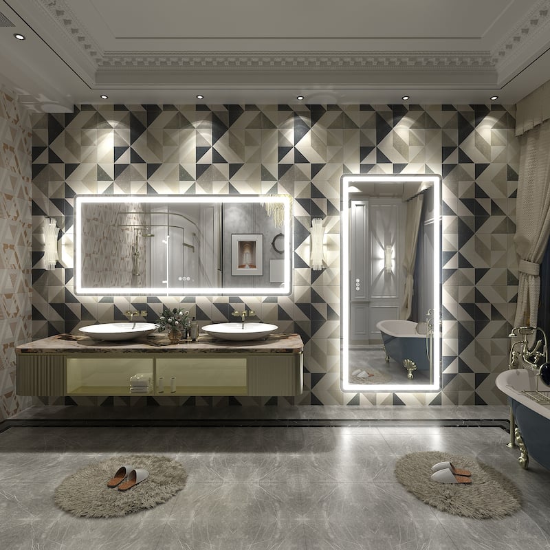 UL Certified Frameless LED Front Light and Backlit Wall Bathroom Vanity Mirror