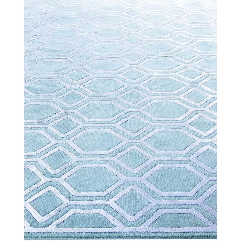 Modern One-of-a-Kind Handmade Area Rug, Green - 8' 1" x 9' 10"