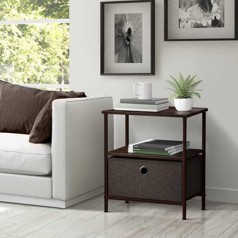 Nightstand 1-Drawer Shelf Storage - Bedside Furniture End Table Chest