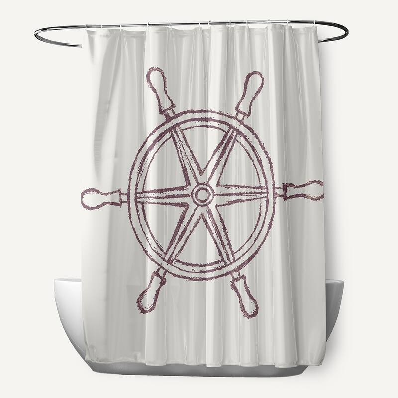 Large Ship Wheel Shower Curtain - Dusty Purple