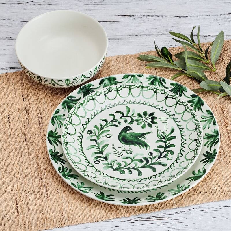 Fitz and Floyd Sicily Green 12-Piece Dinnerware Set, Service for 4