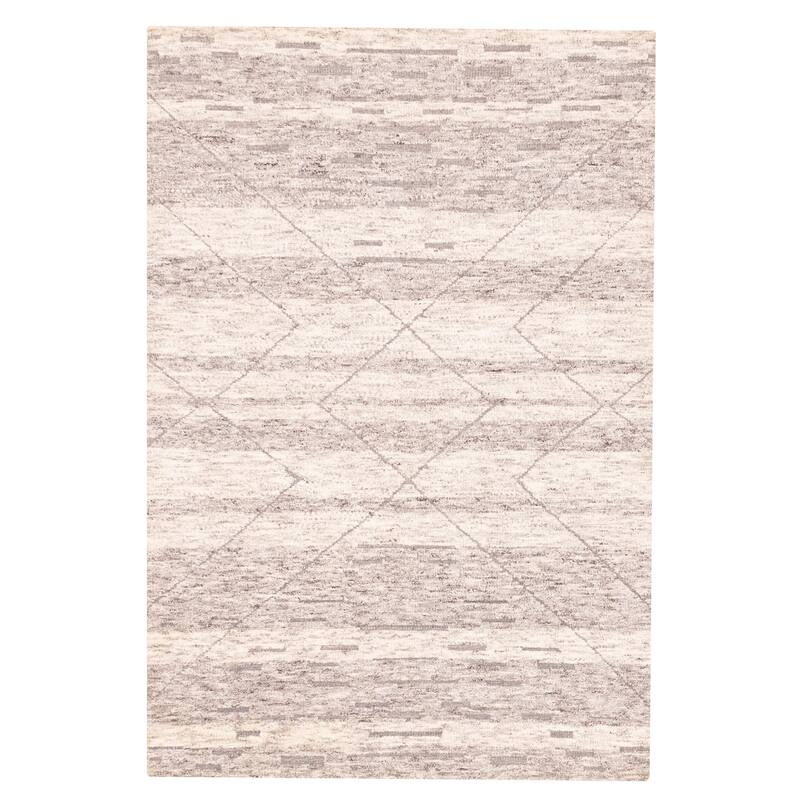 ECARPETGALLERY Hand-knotted Tangier Grey Wool Rug - 5'5 x 7'10
