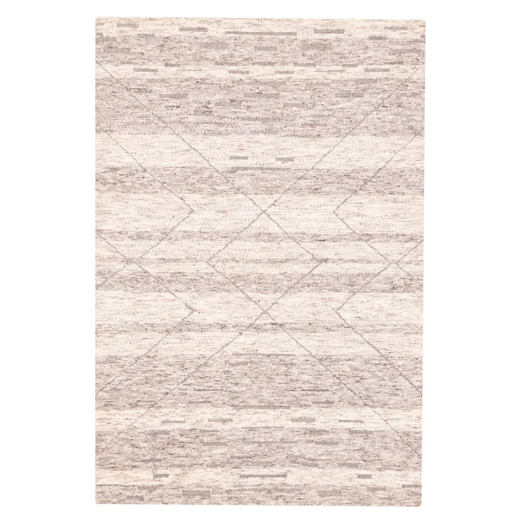 ECARPETGALLERY Hand-knotted Tangier Grey Wool Rug - 5'5 x 7'10