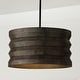 preview thumbnail 2 of 2, 22" W x 12" H 1-Light Pendant in Matte Black and Handcrafted Mango Wood in Espresso Stain - 22"W x 11.75"H