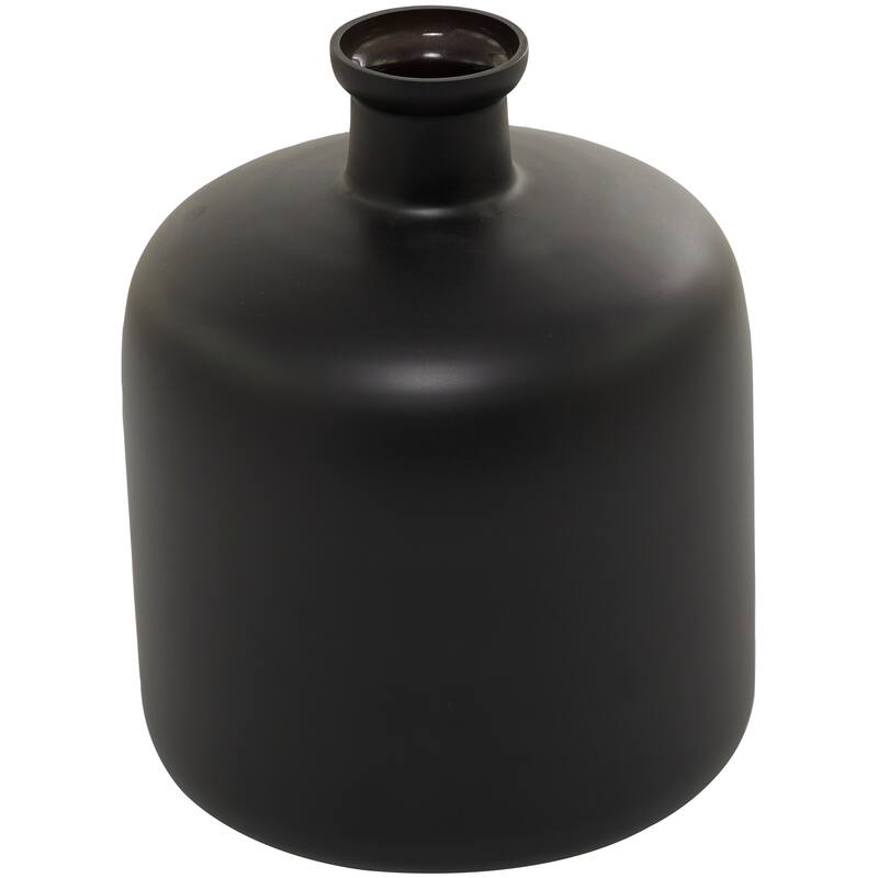 Black Glass Decorative Vase - 10"W, 12"H