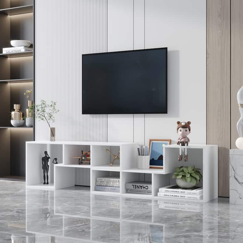 Double L-Shaped TV Stand Entertainment Center,Display Shelf