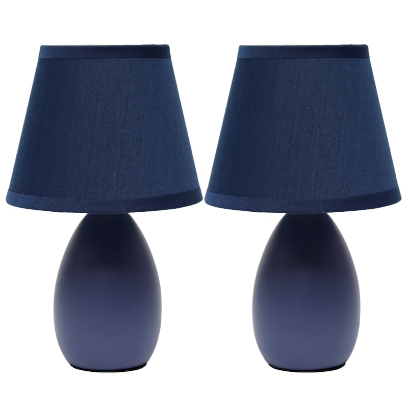 9.45" Petite Oblong Lamp 2 Pack Set w Matching Fabric Shade