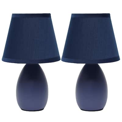 9.45" Petite Oblong Lamp 2 Pack Set w Matching Fabric Shade