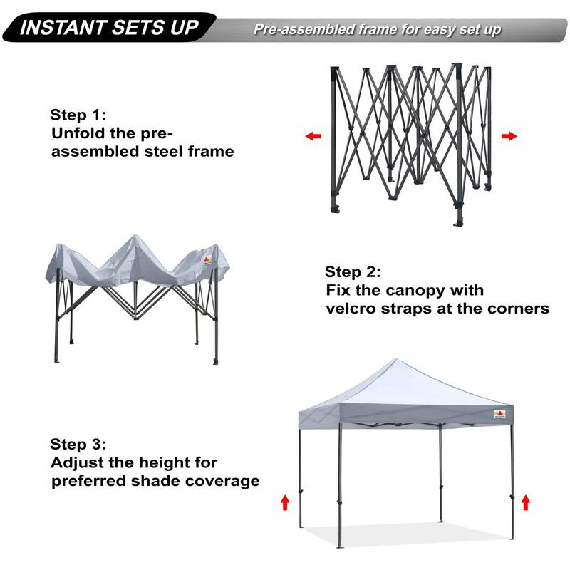 ABCCANOPY Outdoor Commercial Metal Patio Pop-Up Canopy - 10ftx10ft