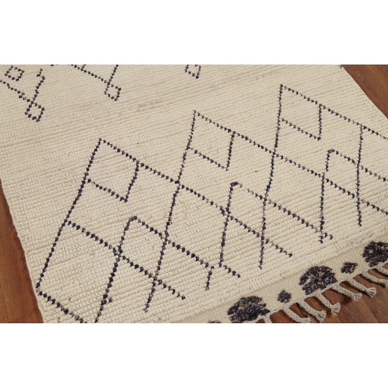 Trellis Geometric Moroccan Oriental Area Rug Hand-Knotted Wool Carpet - 3'10"x 6'8"