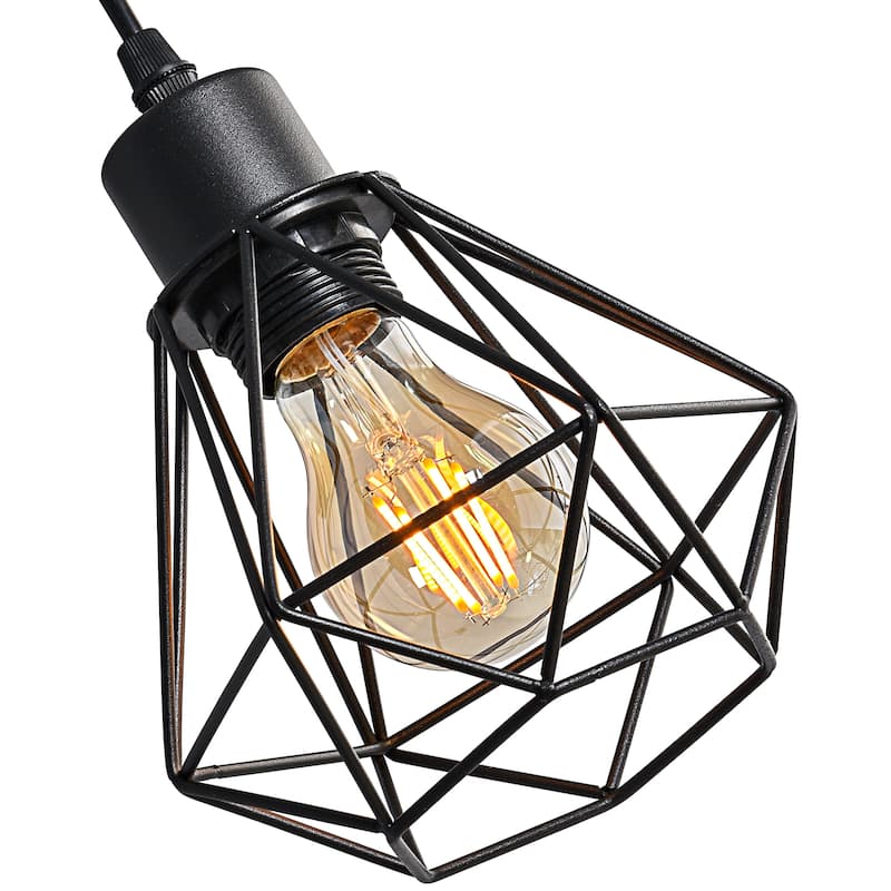 Modern Plug in Wire Wood Cage Black Wall Lamp- Industrial Rustic Retro Pendant Lamp With Adjustable Hanging Wall Lights Fixture