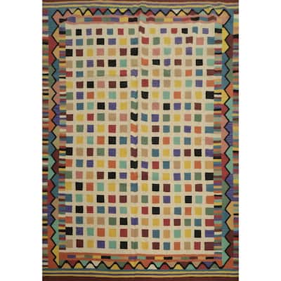 Hand Woven Oriental 100% Wool Carpet Southwestern Modern Beige & Ivories Kilim Area Rug - 10' 0'' X 8' 5''