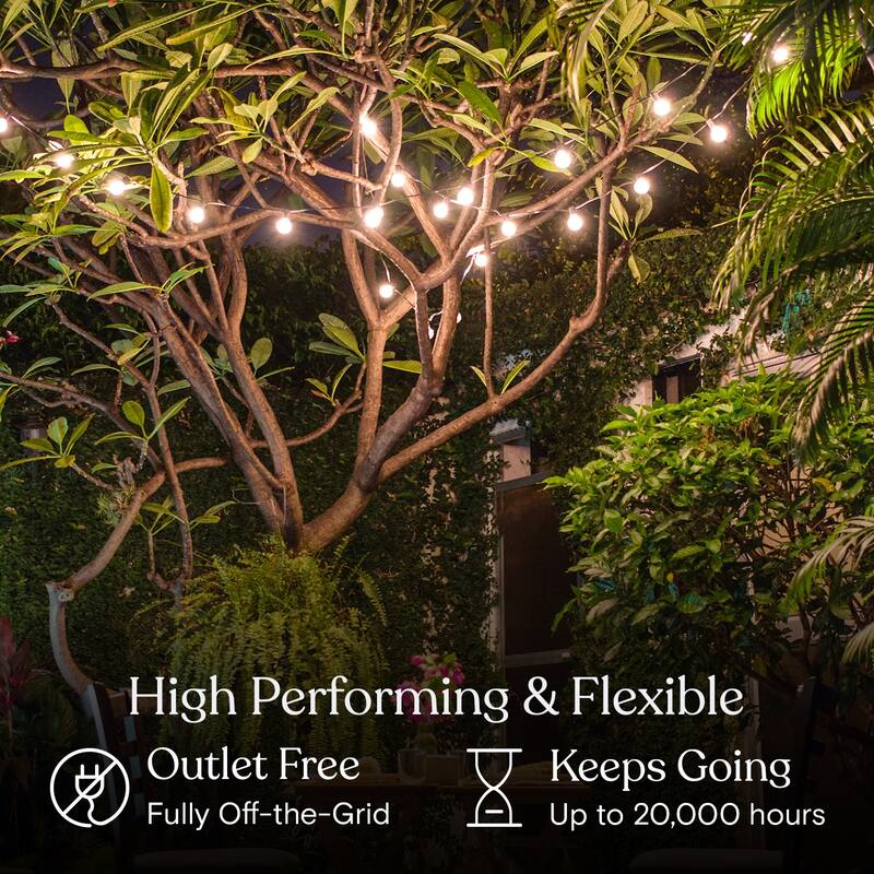 Brightech Ambience Pro 12-Light 27 ft. Outdoor Solar 1W 2700k LED G45 Globe Bulb String-Light
