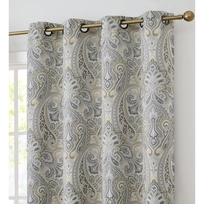 HLC.me Paris Paisley Print Light Reducing Filtering Grommet Window Curtain Panels - Set of 2