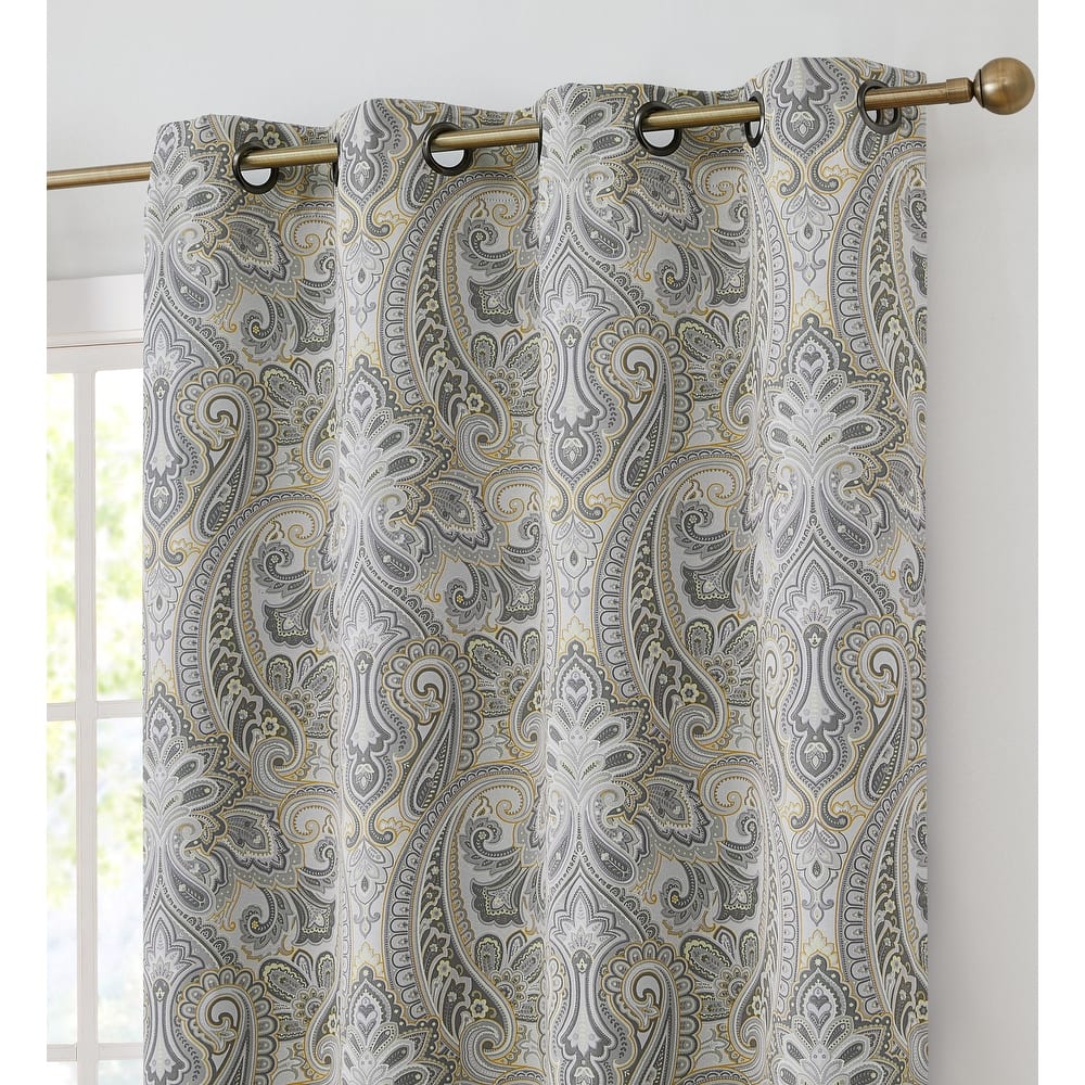 HLC.me Paris Paisley Print Light Reducing Filtering Grommet Window Curtain Panels - Set of 2