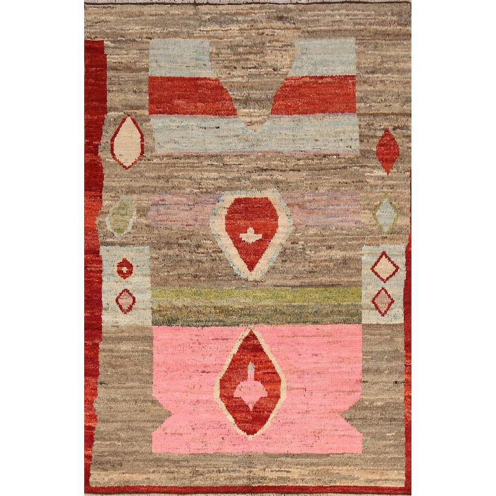 Moroccan Oriental Area Rug Hand-Knotted Multi-Color Wool Carpet - 5'9" x 8'2"