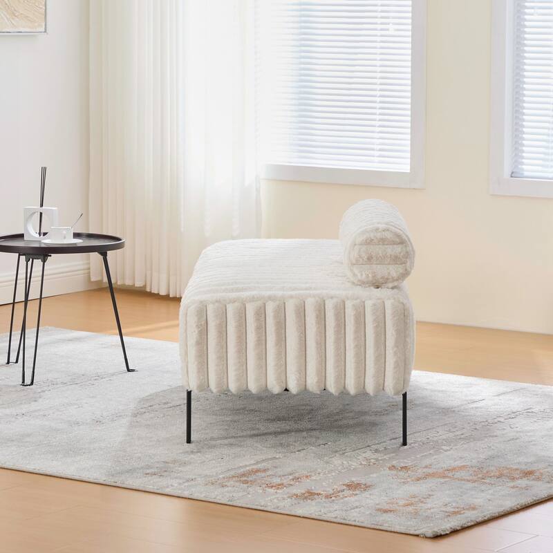End of Bed Bench Window Ottoman Footrest with Adjustable Back for Living Room Bedroom Entryway Hallway Small Space