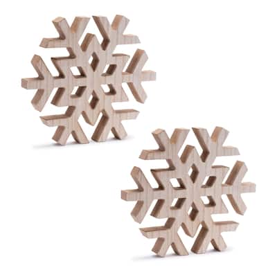 Snowflake Christmas Tabletop Decorations - 12" - Set of 2