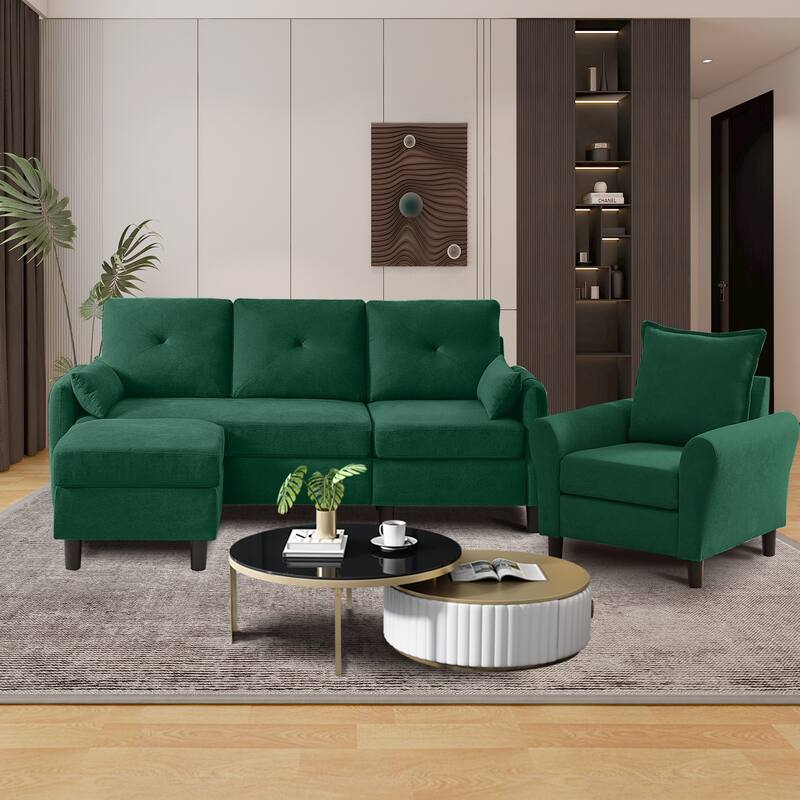 3 - Piece Living Room Set - Forest Green