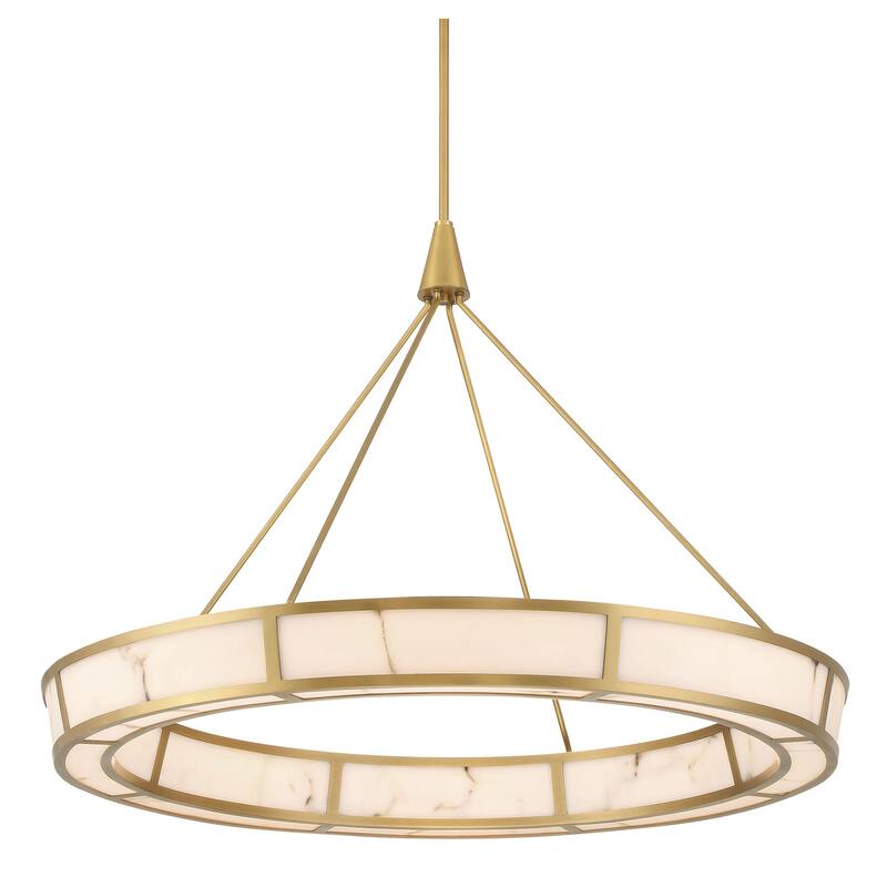 Minka Lavery 3476-L Velaris 37" Wide Pendant with Faux Alabaster - Legacy Brass
