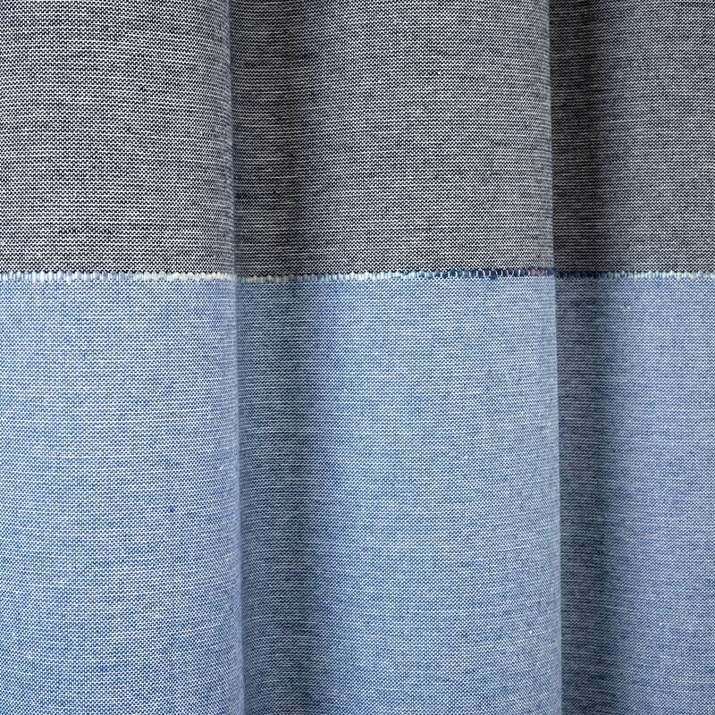 Lush Decor Color Block Ombre Yarn Dyed Eco-Friendly Recycled Cotton Shower Curtain Single