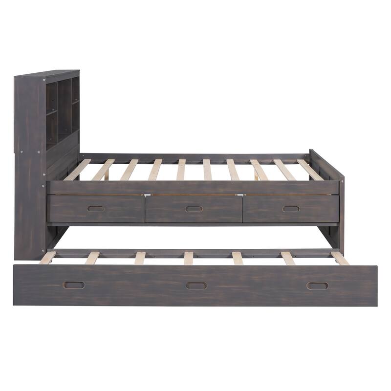 platform bed with Storage Headboard