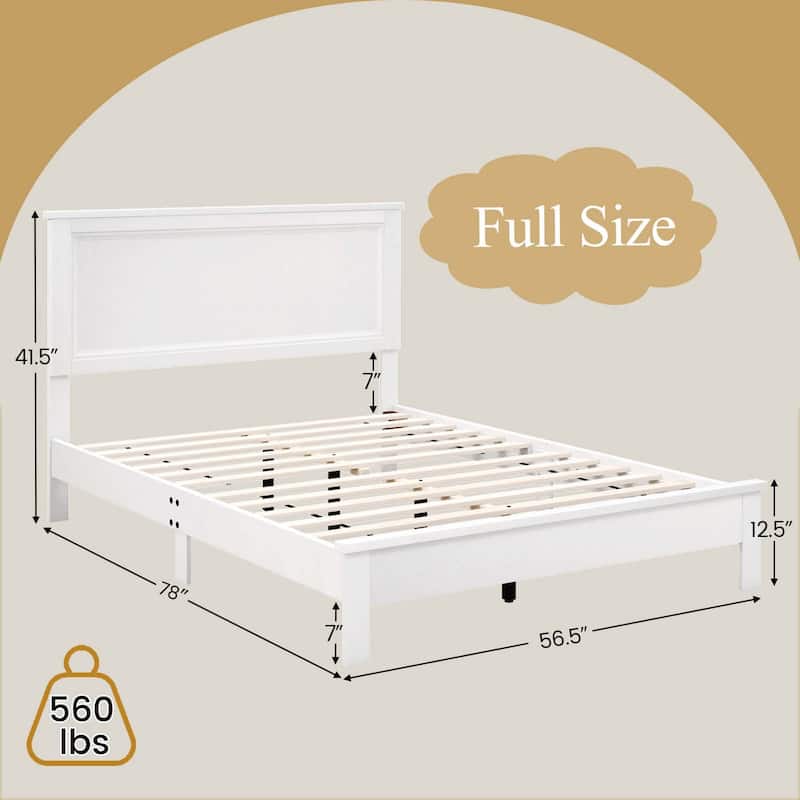 Wood Bed Frame Platform Bed Solid Wood Legs Mattress Foundation - Full