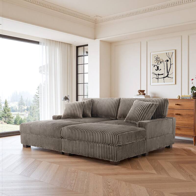 83.4" W Upholstered Sectional Modular Sofa with 2 Ottoman
