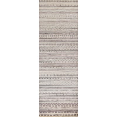 Contemporary Gabbeh Kashkoli Wool Runner Rug Handmade Oriental Carpet - 2'8" x 10'2"