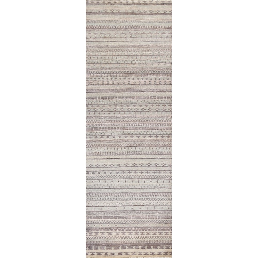 Contemporary Gabbeh Kashkoli Wool Runner Rug Handmade Oriental Carpet - 2'8" x 10'2"