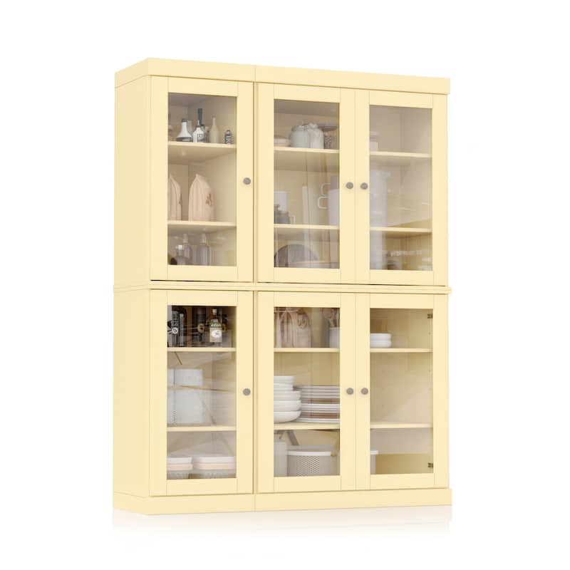 Palace Imports 100% Solid Wood 48.5" Pantry China Cabinet with Clear Glass Doors and Adjustable Shelves