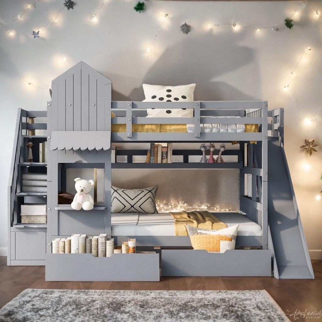 【希少】RACKE, Crawford's Castle Blend, 他 3本 Full-Over-Full Castle Style Bunk Bed with 2 Drawers 3