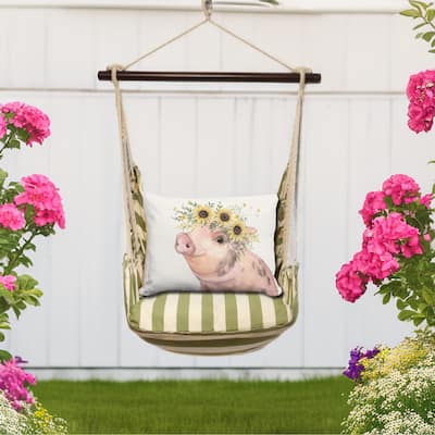 Magnolia Casual Swing Set 4 piece - Summer Palms Stripe w/ Pig with Sunflowers