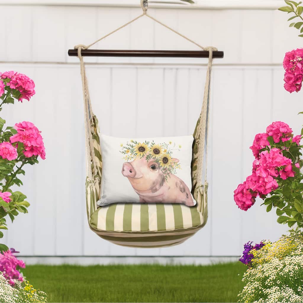 Magnolia Casual Swing Set 4 piece - Summer Palms Stripe w/ Pig with Sunflowers