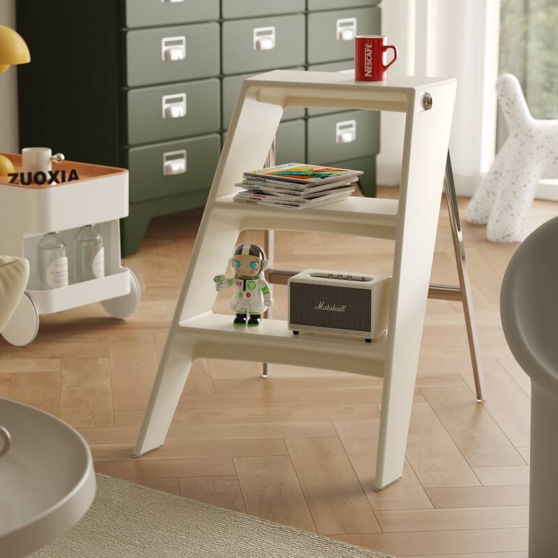 Home folding ladder frame indoor multi-functional thick folding ladder stool simple creative anti-slip edge table ladder frame