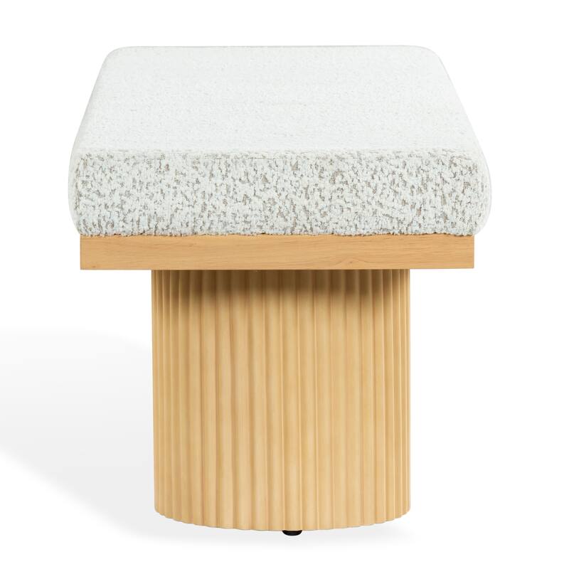SAFAVIEH Couture Oneida Boucle And Reeded Leg Bench - 56"W x 18"D x 18"H