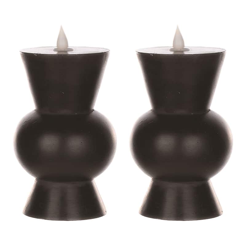 LED Tapered Flameless Candles with Remote - 6.75" - Black - Set of 2