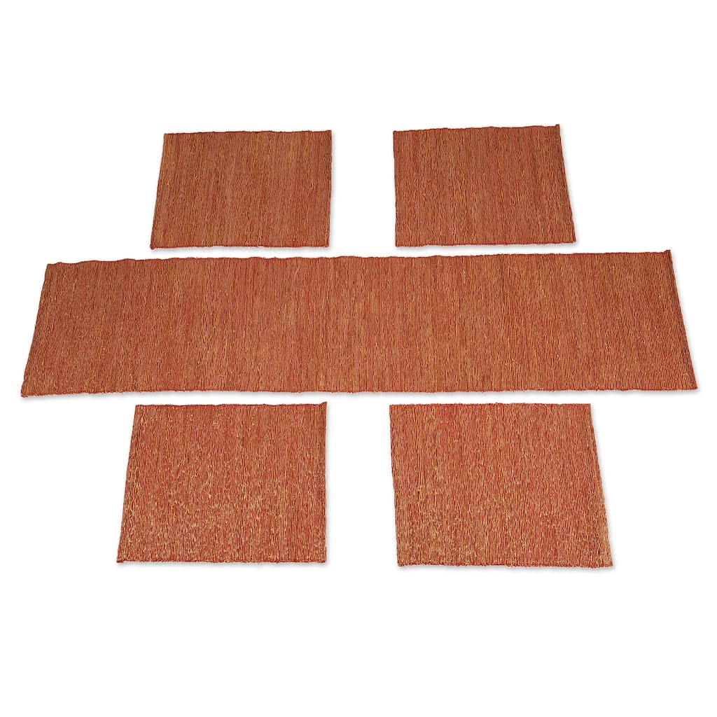 Novica Handmade Warm Aroma Cotton Blend Table Runner And Placemats (5 Pieces)
