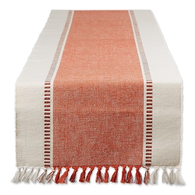 Dobby Striped Ribbed Kitchen Table Runner - 72" - Cream and Orange