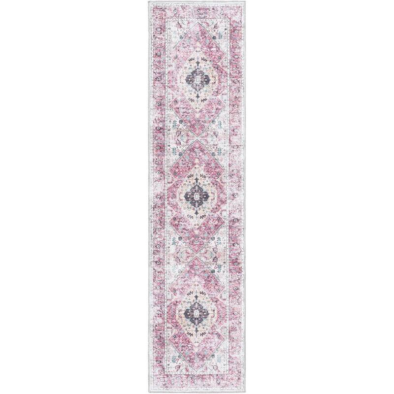Traditional Tira Collection Area Rug - 2'x8' - Light Coral-Pink