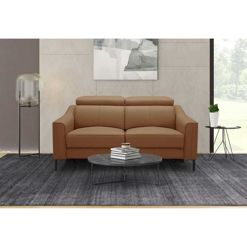 Divani Casa Eden Modern Camel Leather Loveseat With 2 Recliners