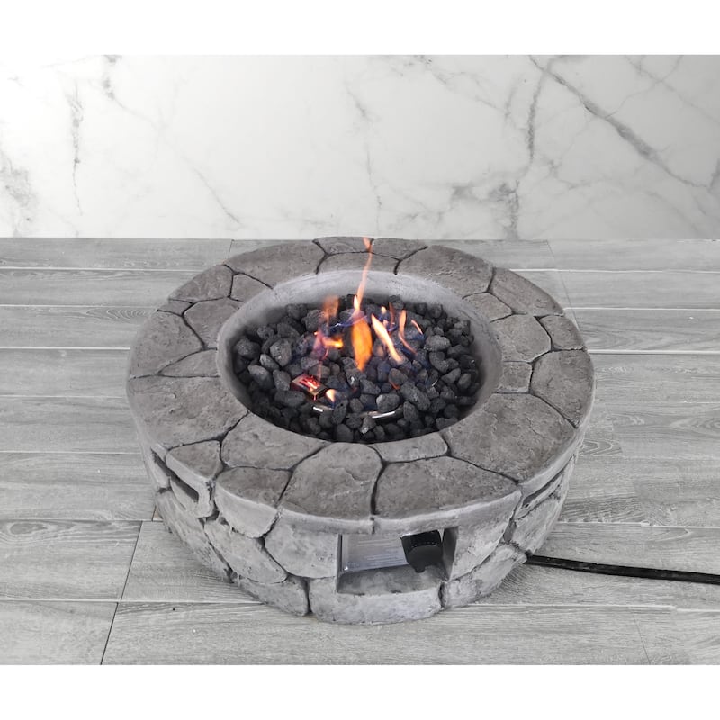Living Source International 9'' H x 28'' W Fiber Reinforced Concrete Outdoor Fire pit(Stone Gray) - GREY